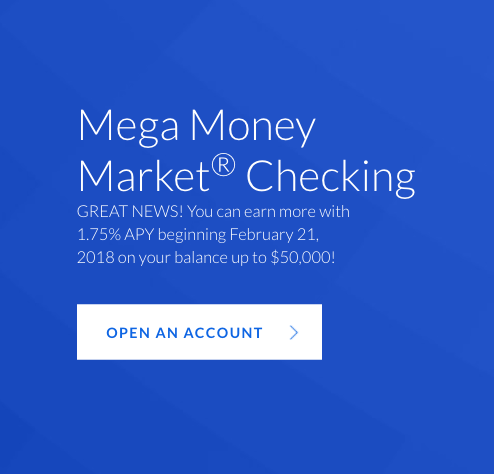 All America Bank® Mega Money Market® set to become rate leader with 1.75% APY on up to $50K on February 21, 2018